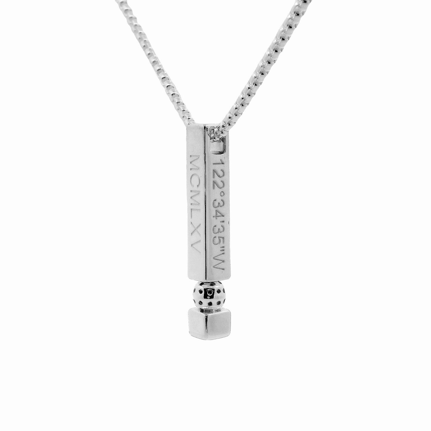 founders pickleball bar pendant with roman numerals for 1965 and coordinate, on sterling silver chain