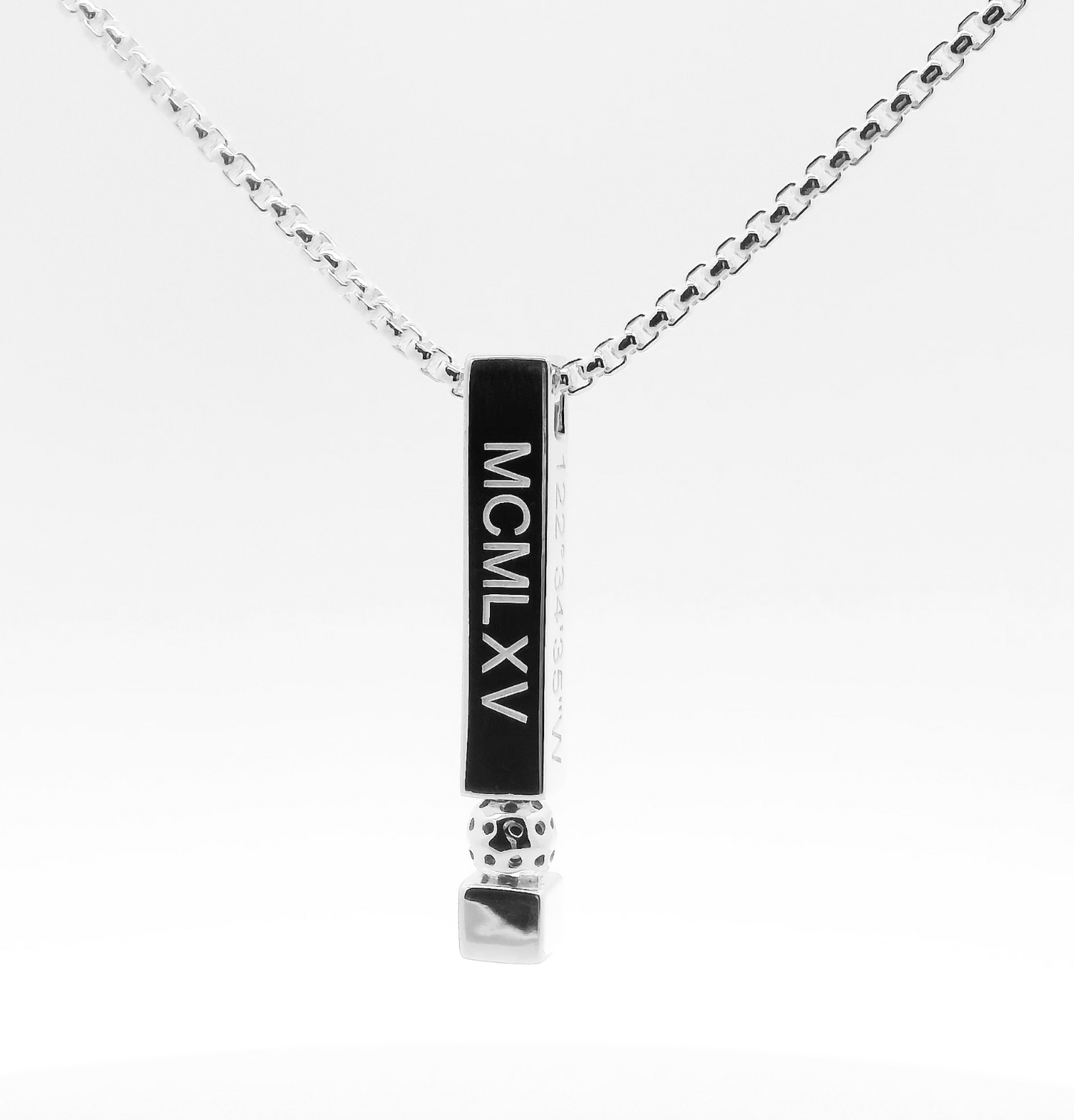 founders pickleball bar pendant with roman numerals for 1965, sterling silver chain