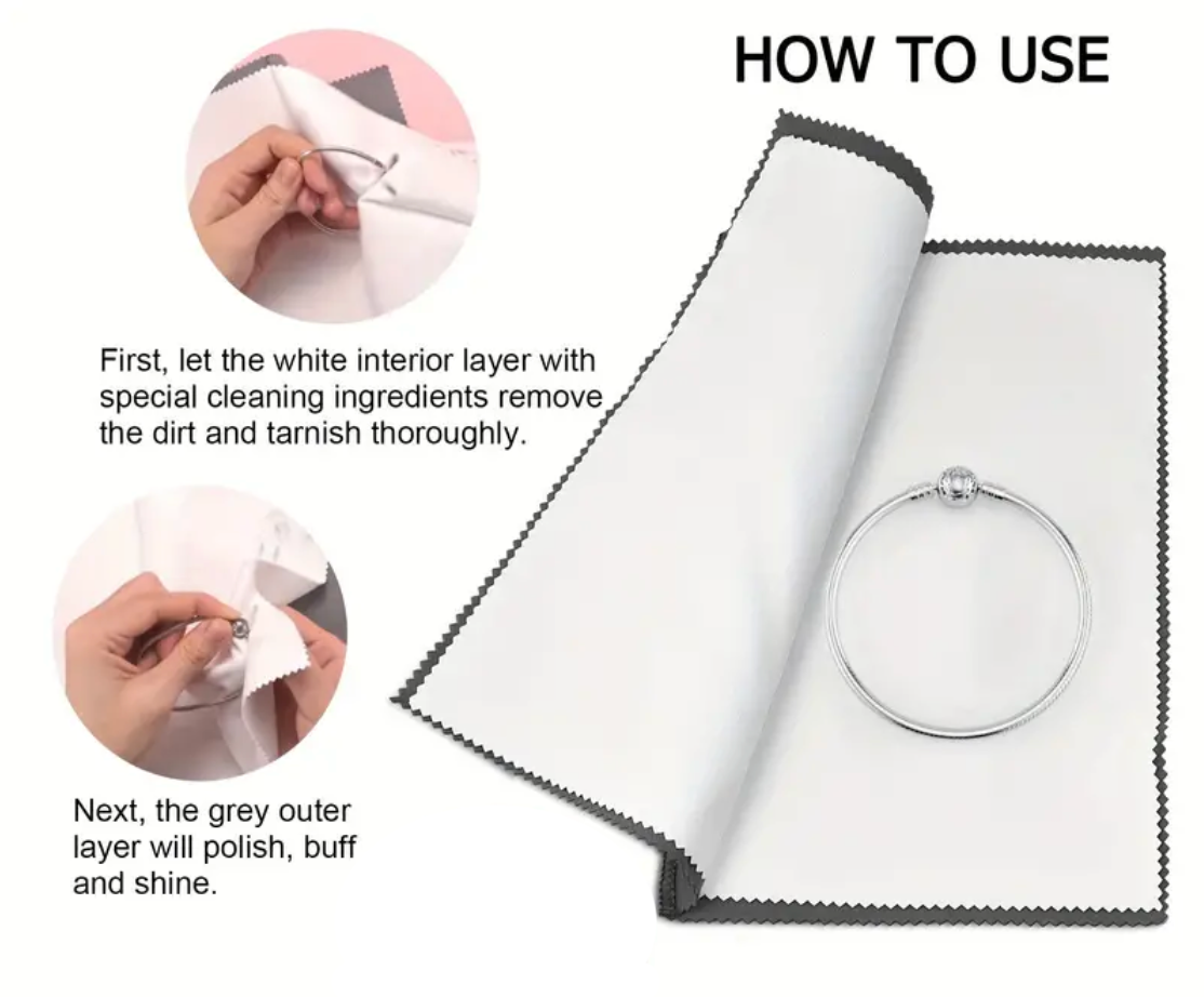 cleaning and polishing cloth for silver and gold jewelry