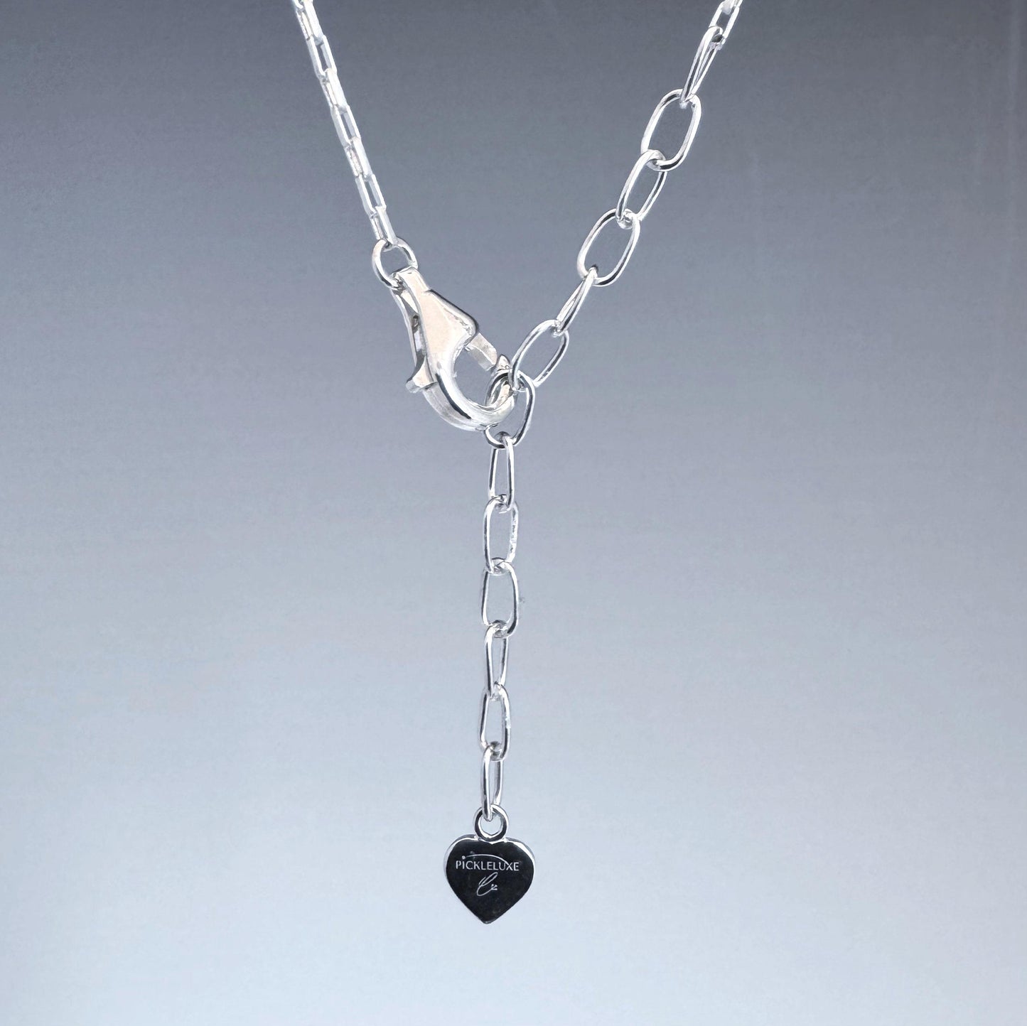 sterling silver lobster clasp with extension chain and heart charm
