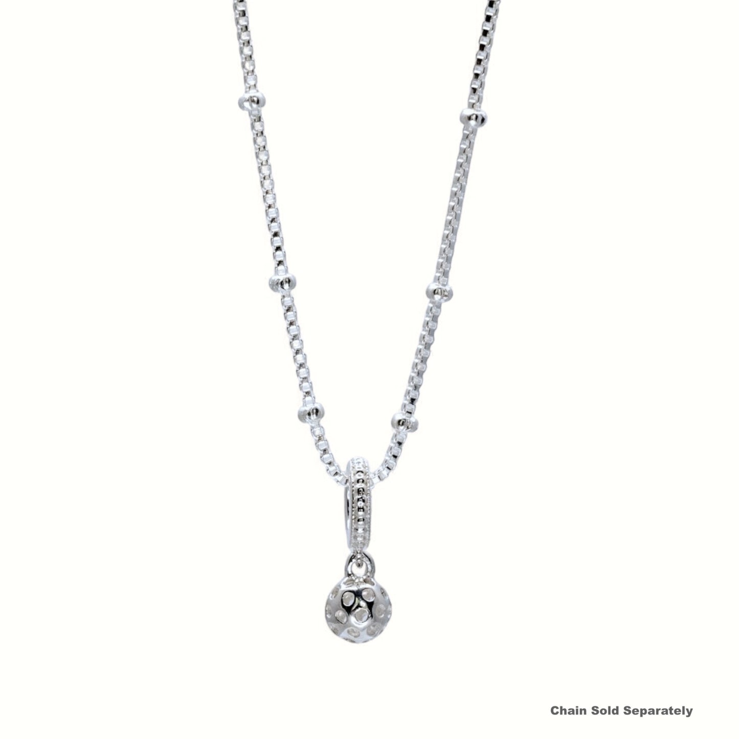 sterling silver pickleball ball charm necklace