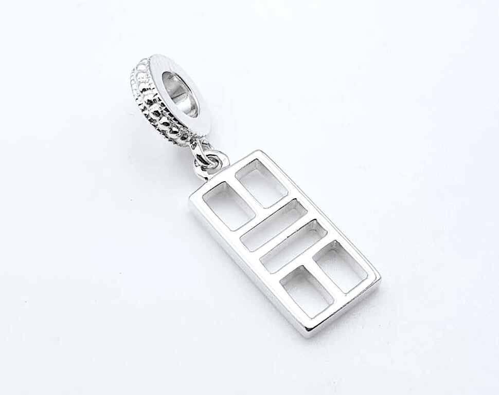 pickleball court charm, sterling silver
