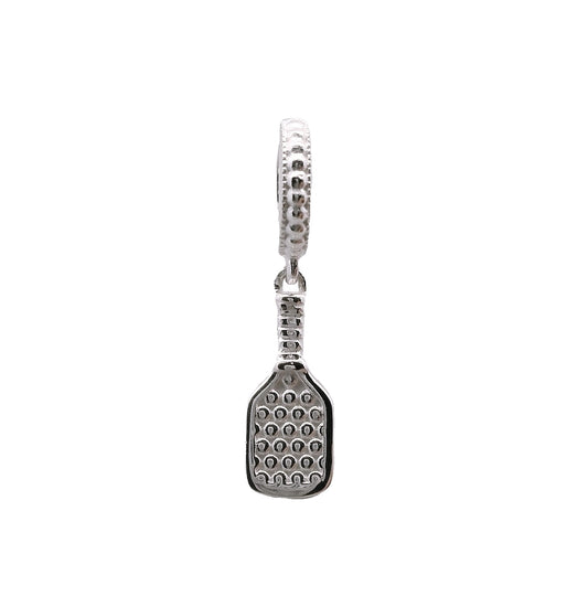 pickleball paddle charm with bail, sterling silver