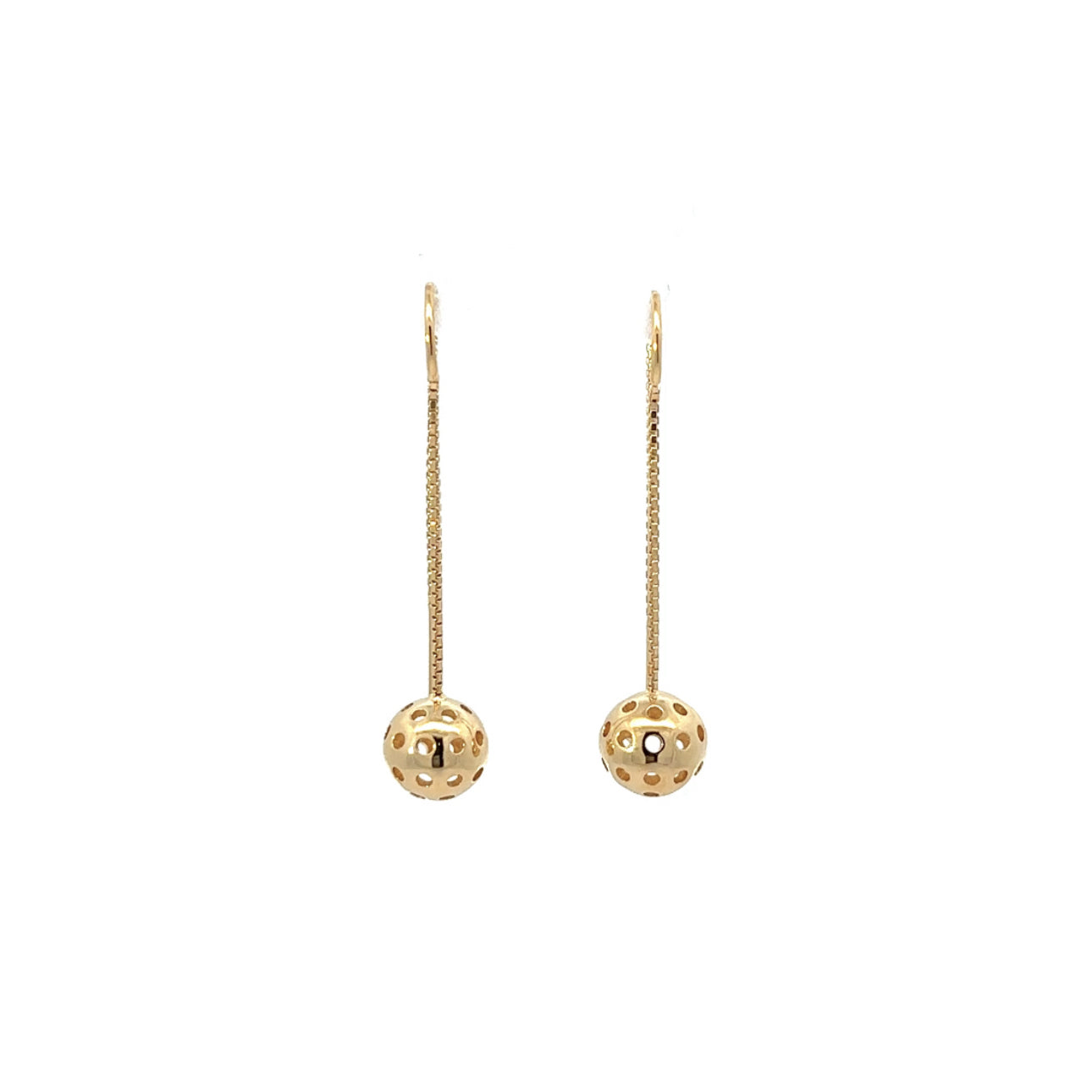 Pickleball threader earrings, 18KY gold vermeil