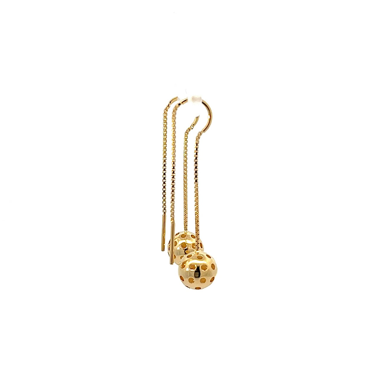 Pickleball threader box chain earrings in gold vermeil