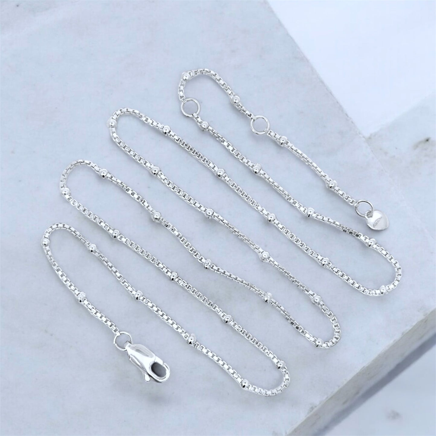 satellite bead chain, sterling silver