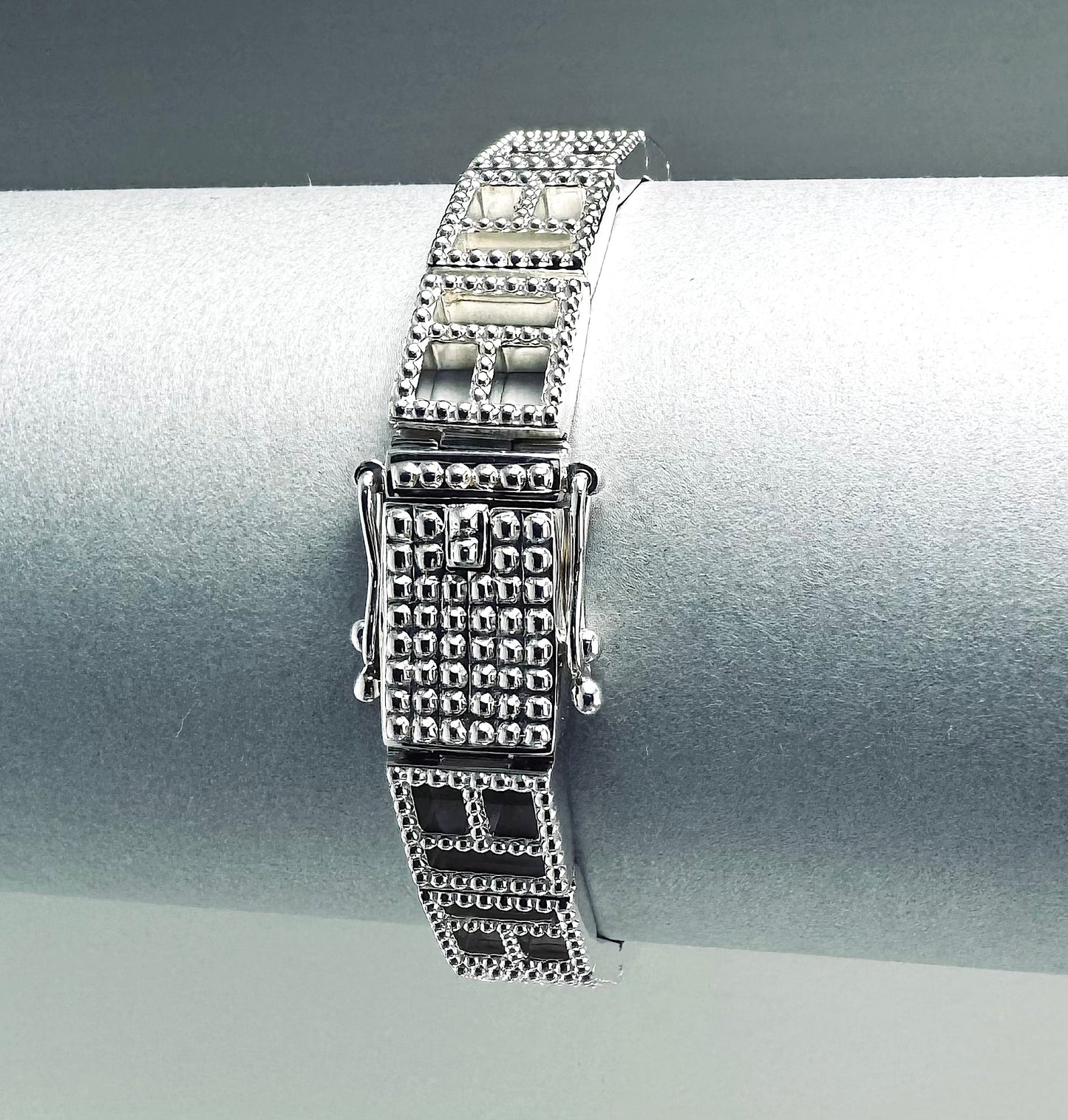 pickleball court bracelet box clasp, sterling silver