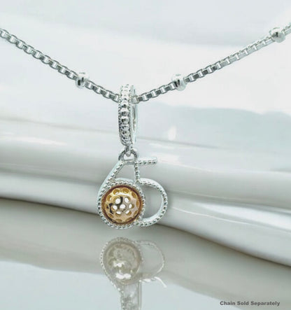 65 pickleball charm necklace, sterling silver, gold