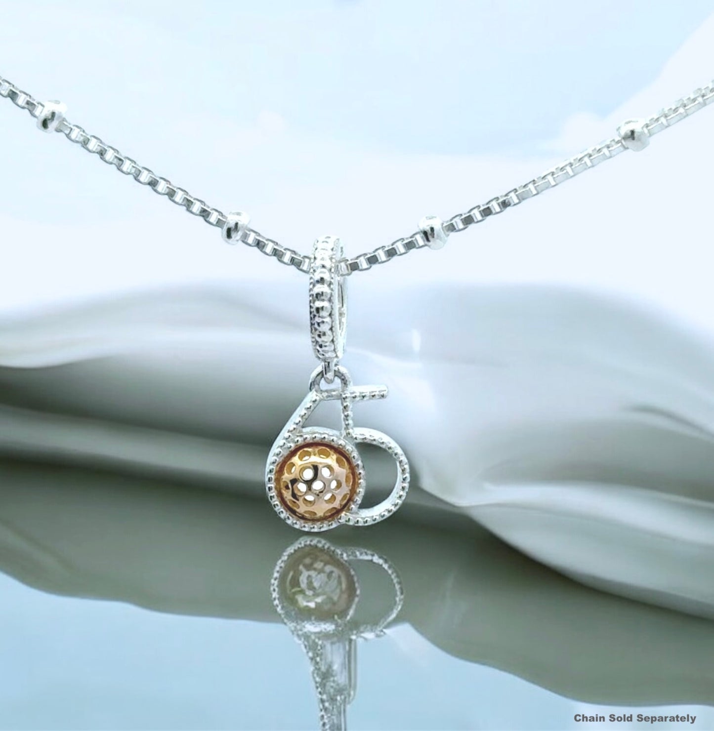 65 pickleball charm necklace, silver, gold