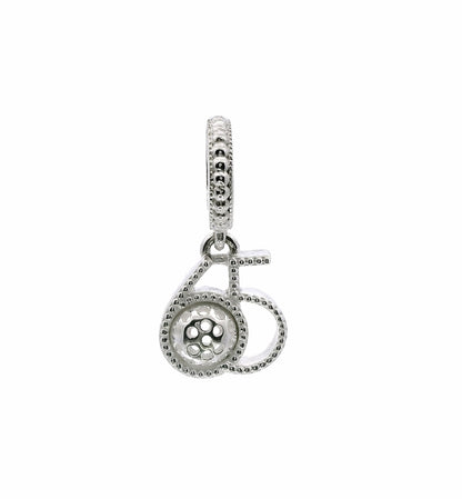 number 65 pickleball charm, sterling silver