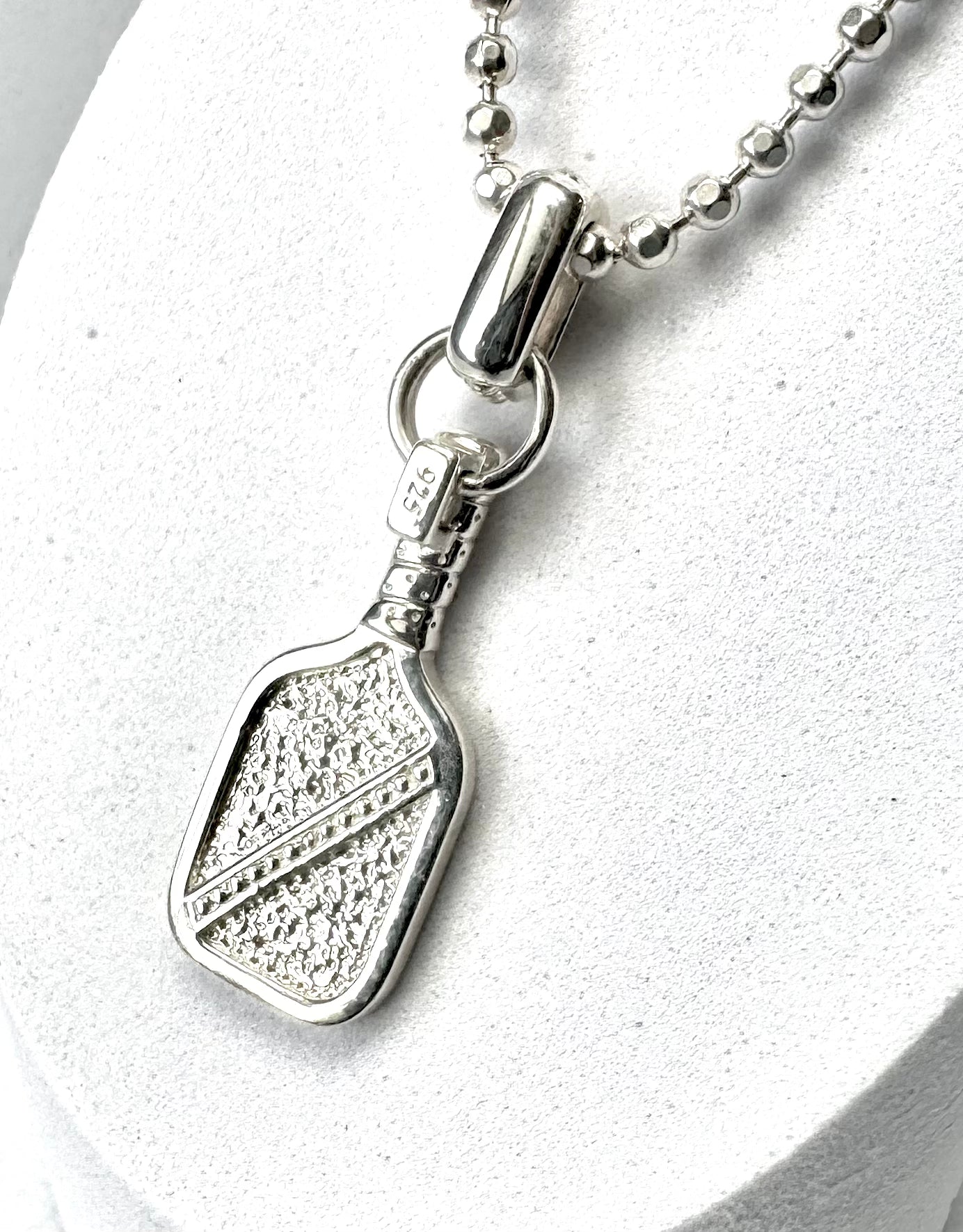 pickleball paddle charm, sterling silver