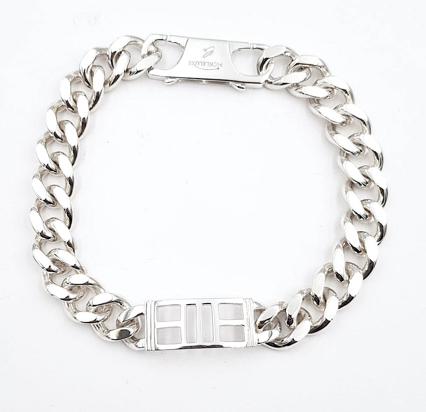 Pickleball court bracelet, sterling silver