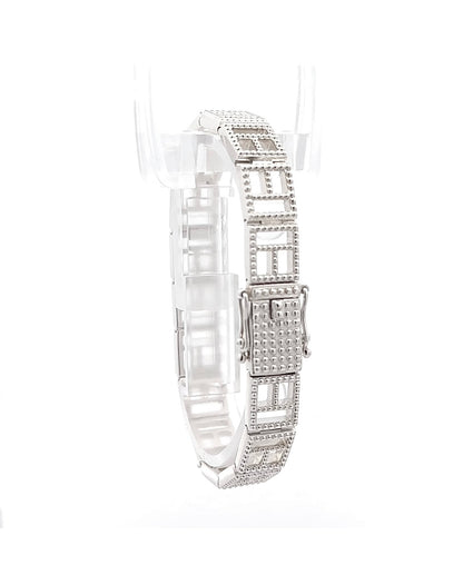 Pickleball court dazzle bracelet with box clasp, sterling silver