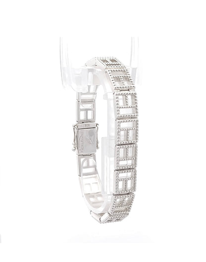 Pickleball court dazzle bracelet for women, silver