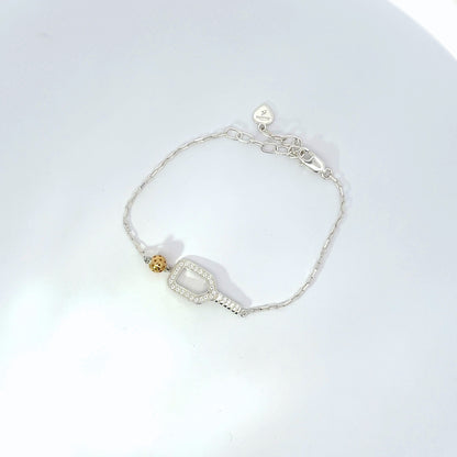 pickleball essentials bracelet with gold vermeil ball, sterling silver