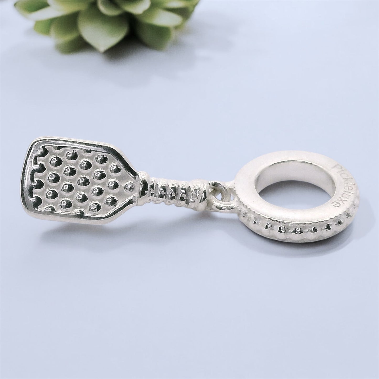 silver pickleball paddle charm