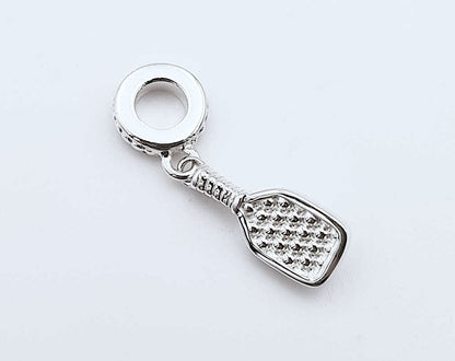 sterling pickleball paddle charm, silver