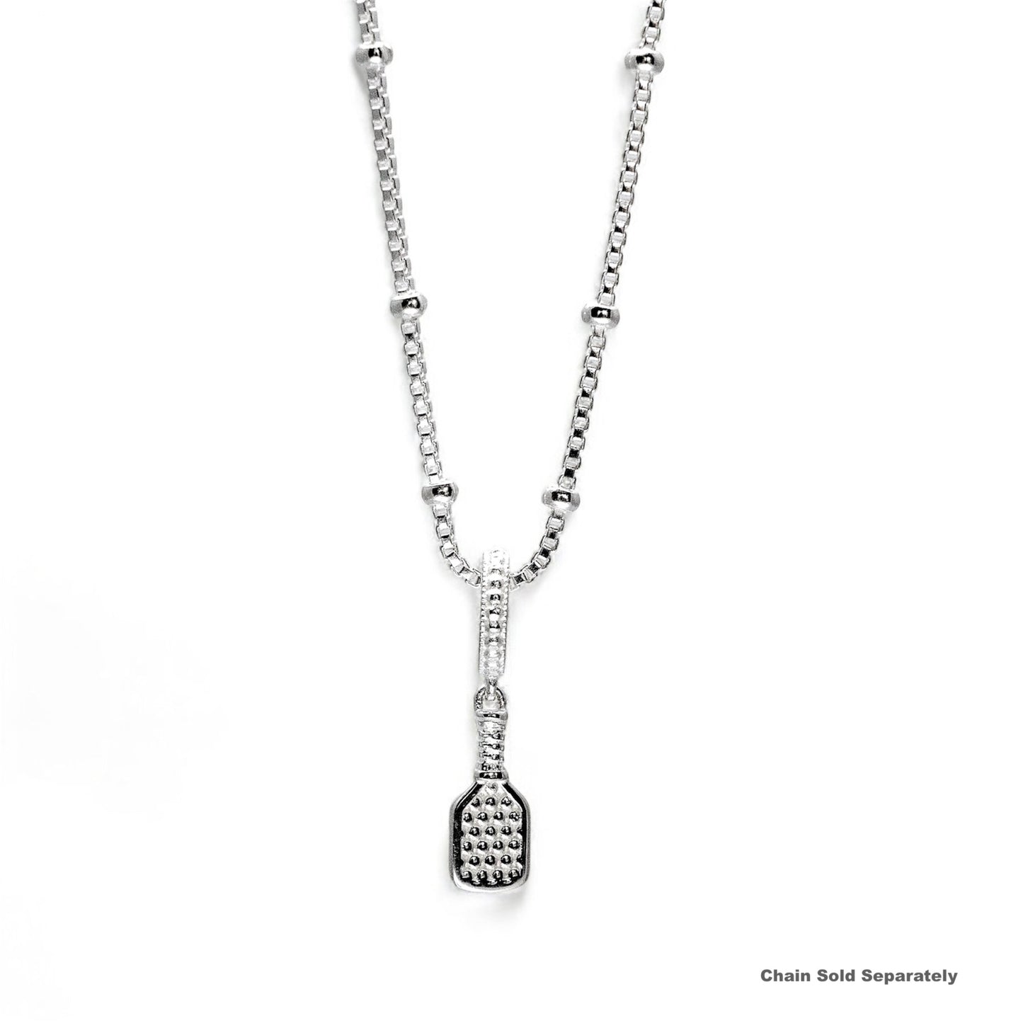 pickleball paddle charm necklace, sterling silver