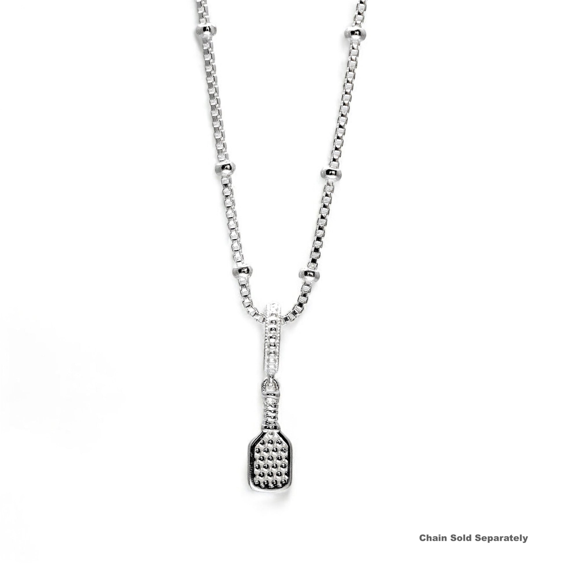 pickleball paddle charm necklace, sterling silver