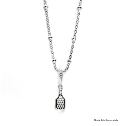 pickleball paddle charm necklace, sterling silver