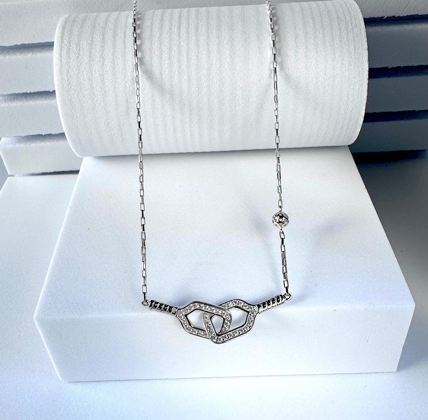 pickleball paddle necklace set with cubic zirconia, sterling silver