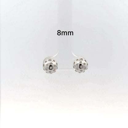 Pickleball earrings, sterling silver, size 8mm balls