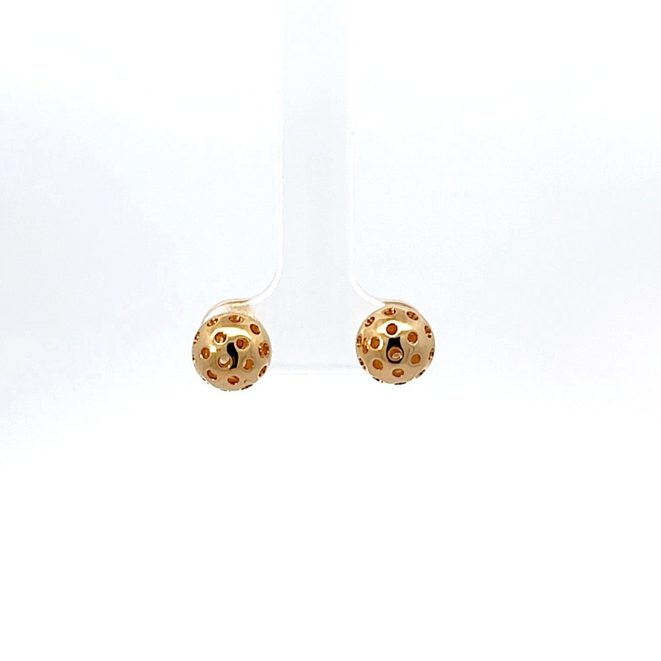 Pickleball ball post earrings, gold vermeil, 8mm