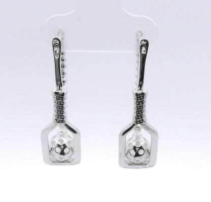 pickleball rhythm earrings, silver