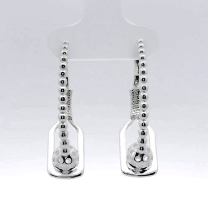 pickleball rhythm earrings with paddles and balls, sterling silver