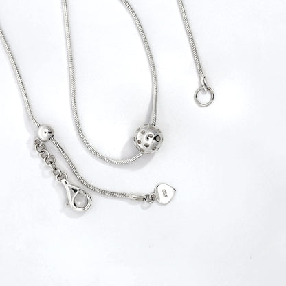 Pickleball necklace with ball, sterling silver