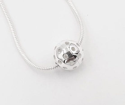 pickleball slide necklace on sterling silver snake chain