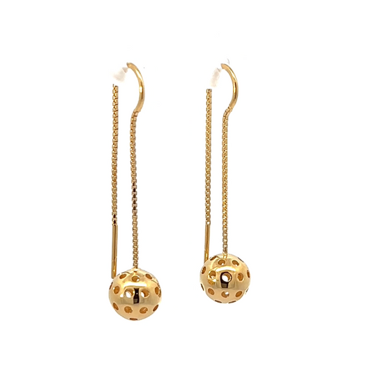 gold pickleball threader earrings