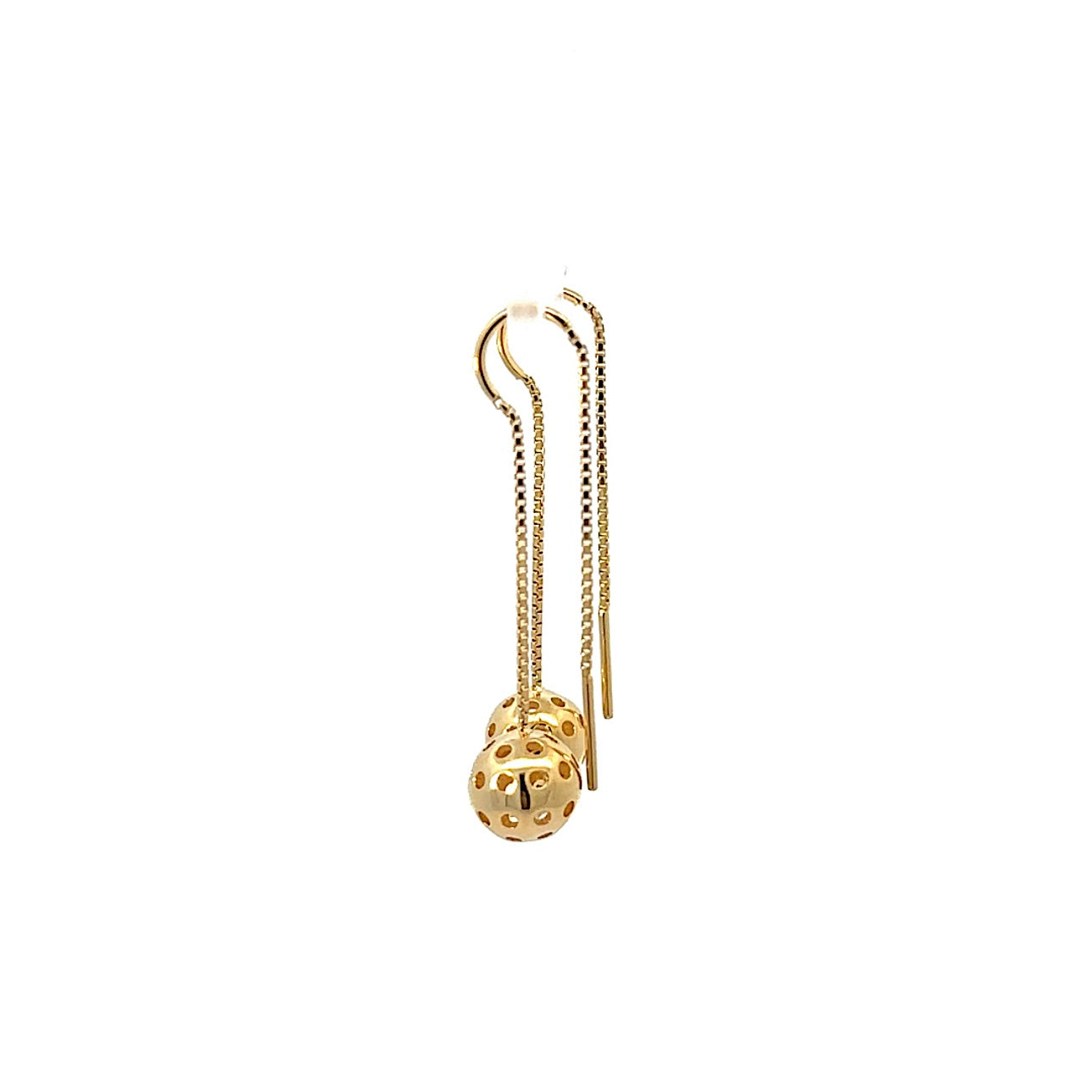 Pickleball threader dangle earrings, gold vermeil