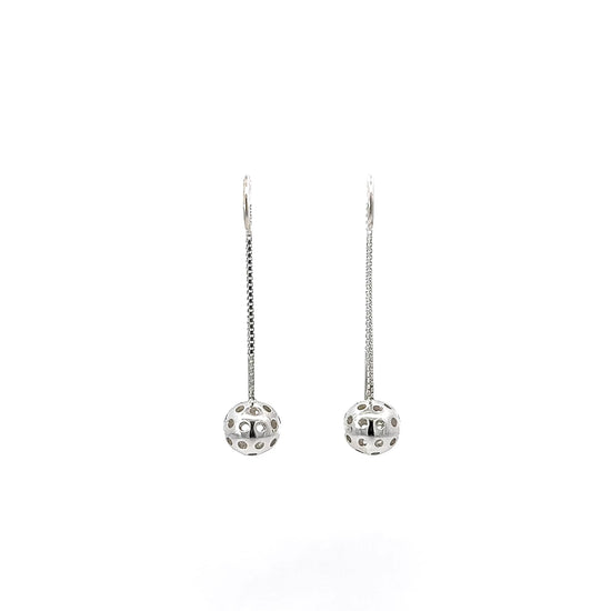 threader earrings with pickleball, sterling silver, high polish