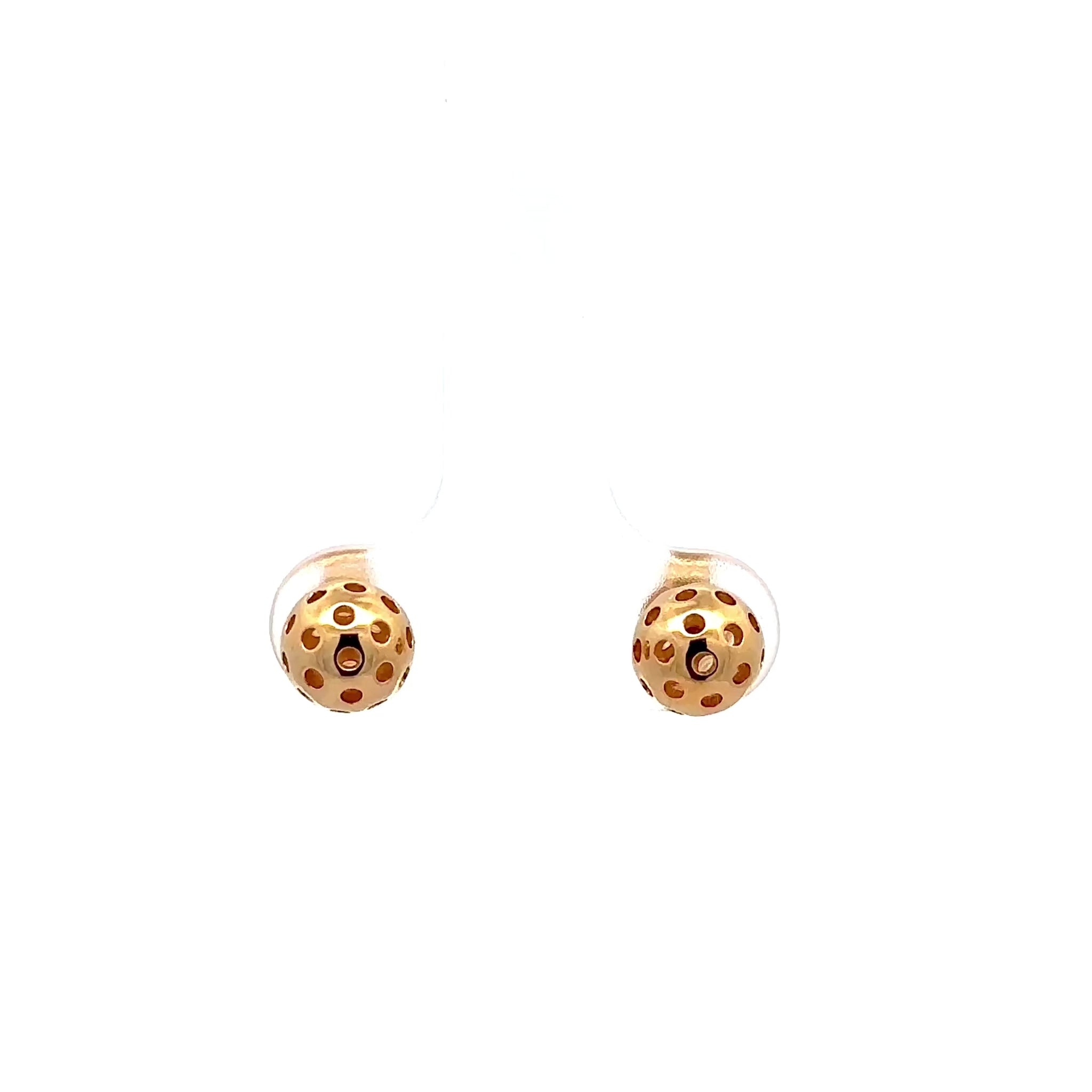 Pickleball stud earrings, gold vermeil, size 6mm post earrings