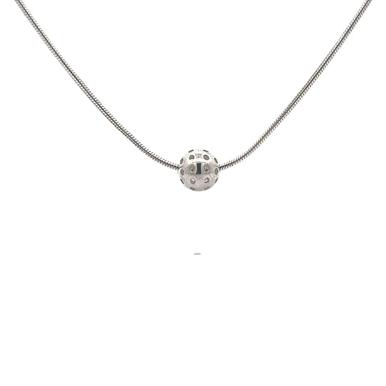 Pickleball ball slide necklace, silver