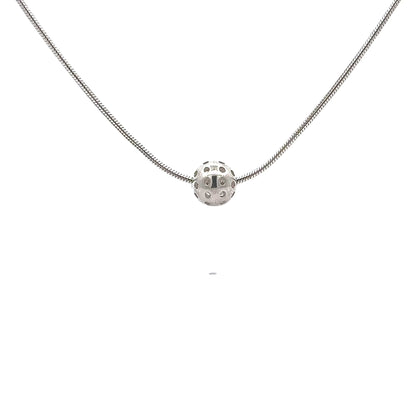 Pickleball ball slide necklace, silver