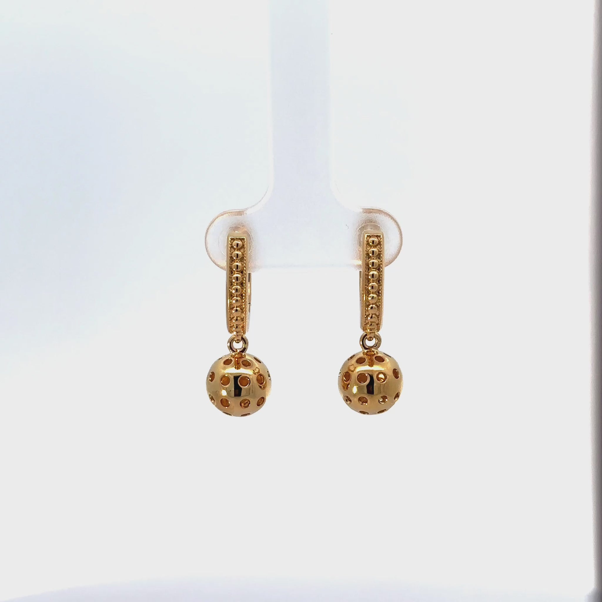 gold pickleball earrings with dangle ball