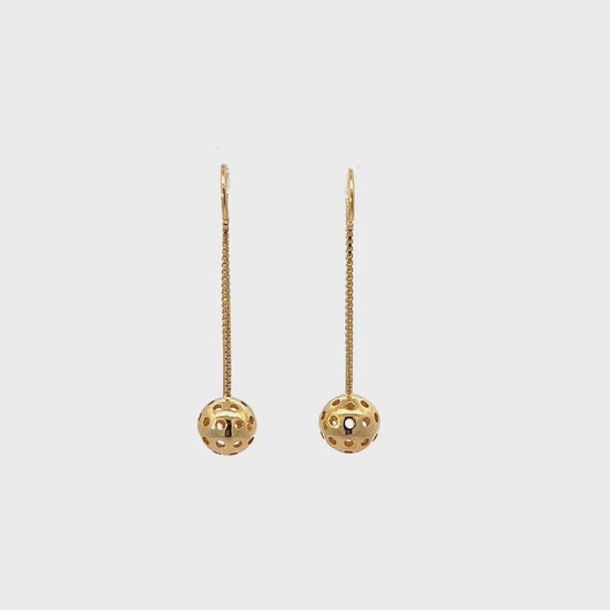 Pickleball threader earrings, gold