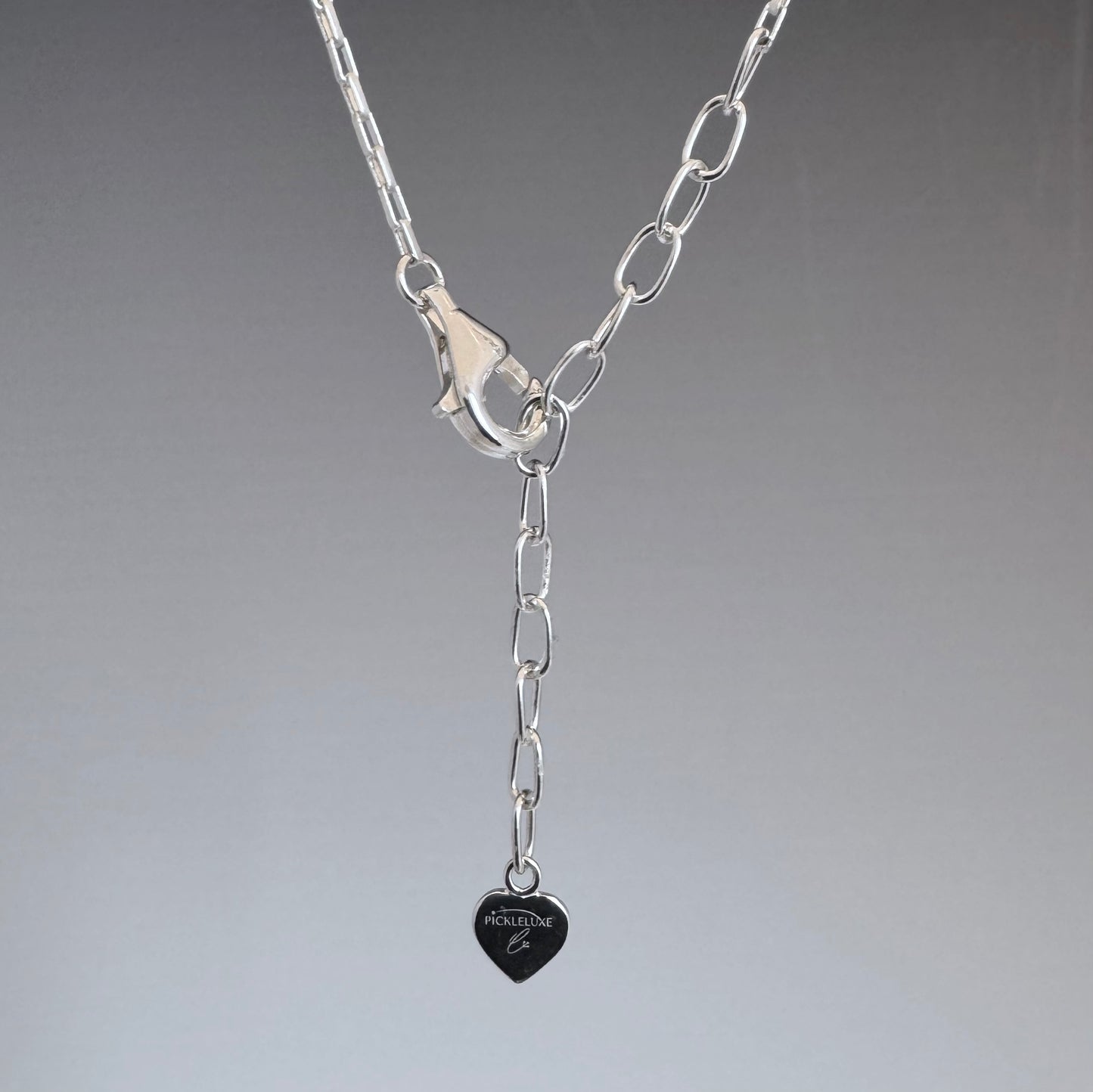 sterling silver lobster clasp with extension chain and heart charm