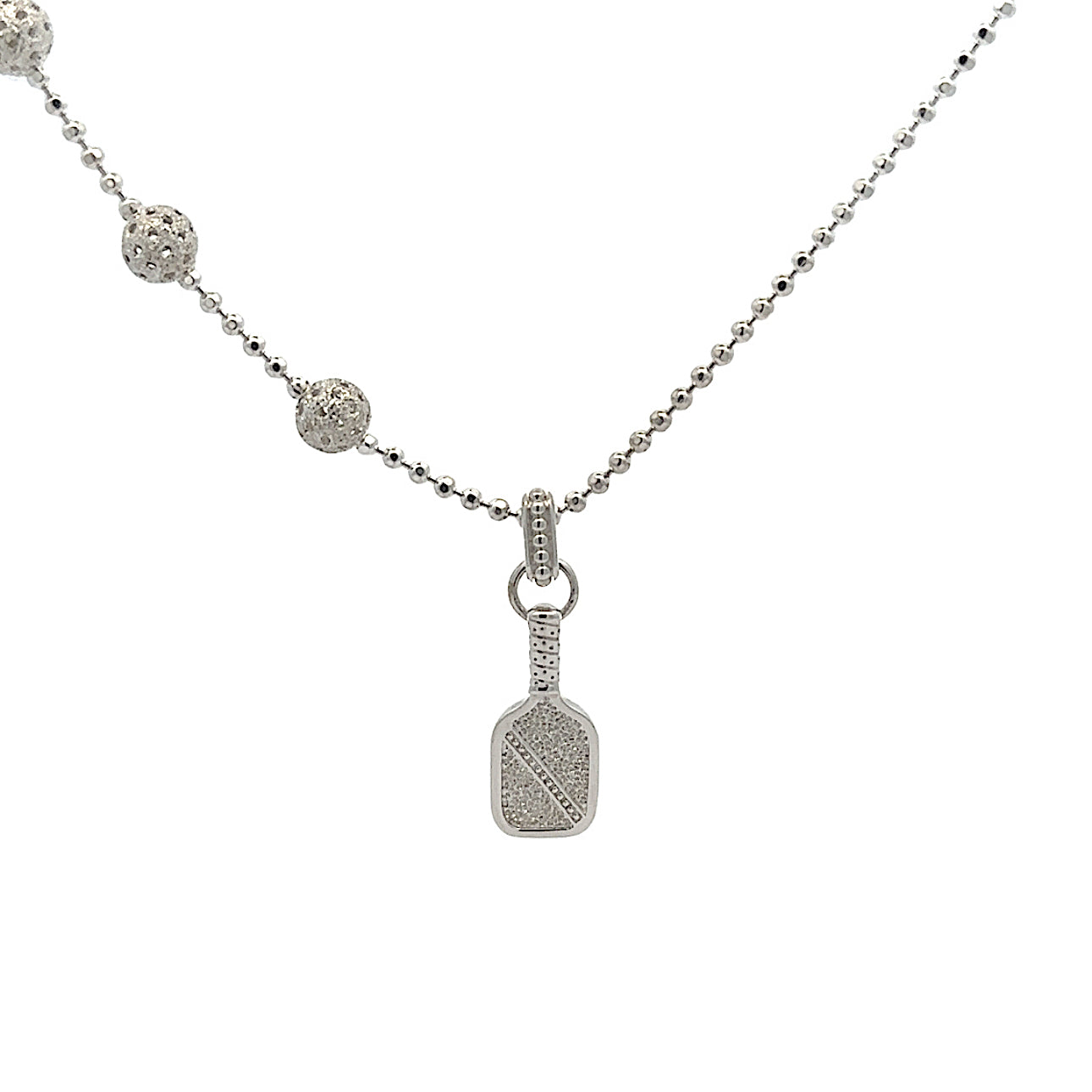 asymmetric pickleball necklace sterling silver paddle ball 