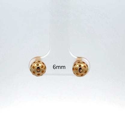 Pickleball post earrings, gold vermeil, 6mm balls, studs