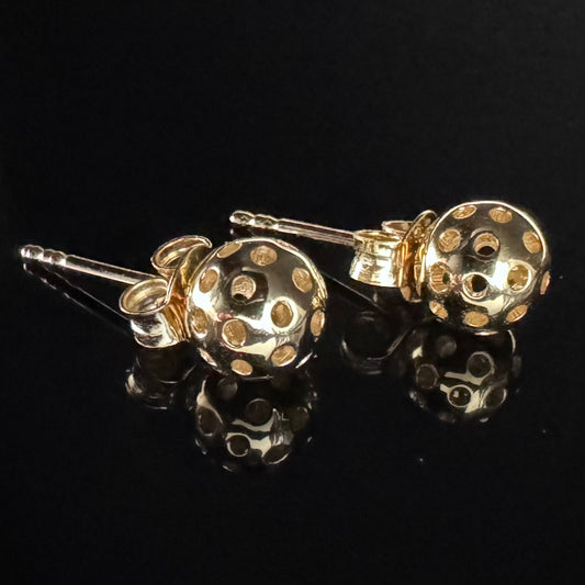 Pickleball mini stud post earrings, gold vermeil, size 6mm balls