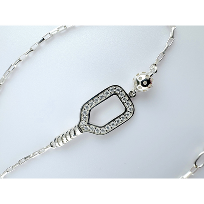  Sterling silver pickleball bracelet for women with paddle and ball