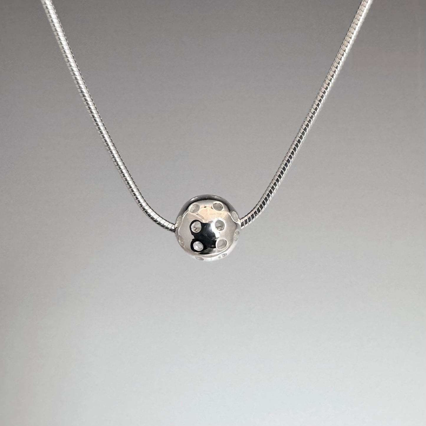 Pickleball slide necklace, sterling silver